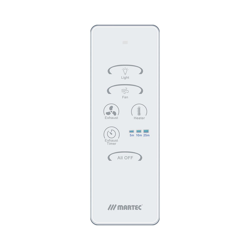 Remote Control Kit with Run on Timer to suit 4 in 1 PTC
Bathroom Heater Exhaust Fan Light