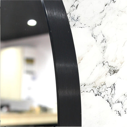Matte Black Framed Round Mirror -   700mm