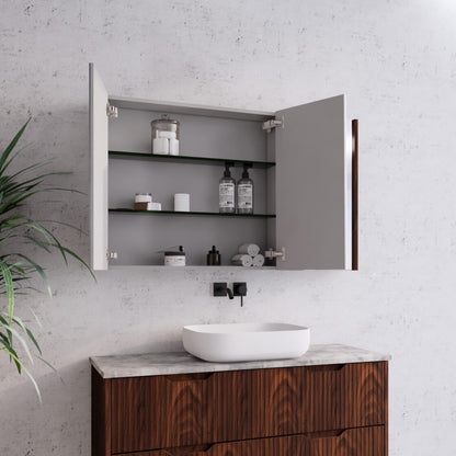 1200mm Brown Oak Fluted Shaving Cabinet -W1200xH720xD150