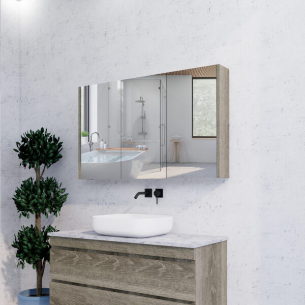 1200mm Dark Oak Shaving Cabinet -W1200xH720xD150