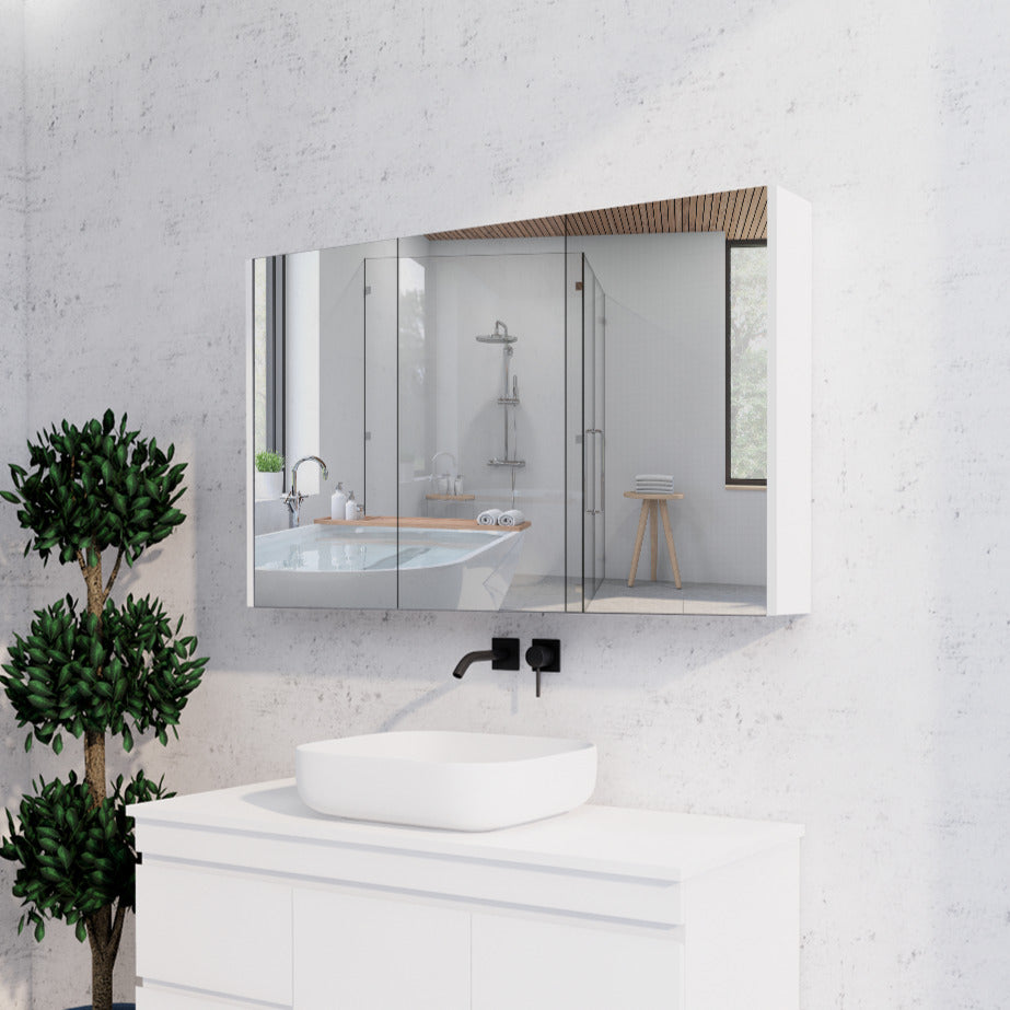 1200mm Gloss White Shaving Cabinet -W1200xH720xD150