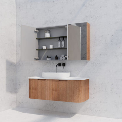 1200mm Soild Timber Fluted Shaving Cabinet -W1200xH720xD150