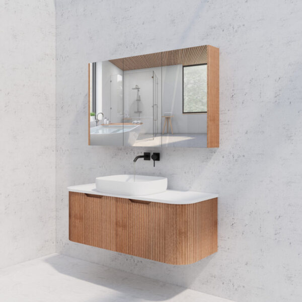 1200mm Soild Timber Fluted Shaving Cabinet -W1200xH720xD150