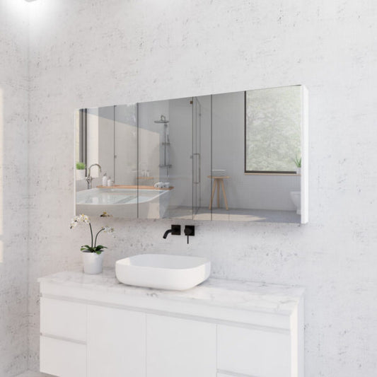 1500mm Gloss White Shaving Cabinet -W1500xH720xD150