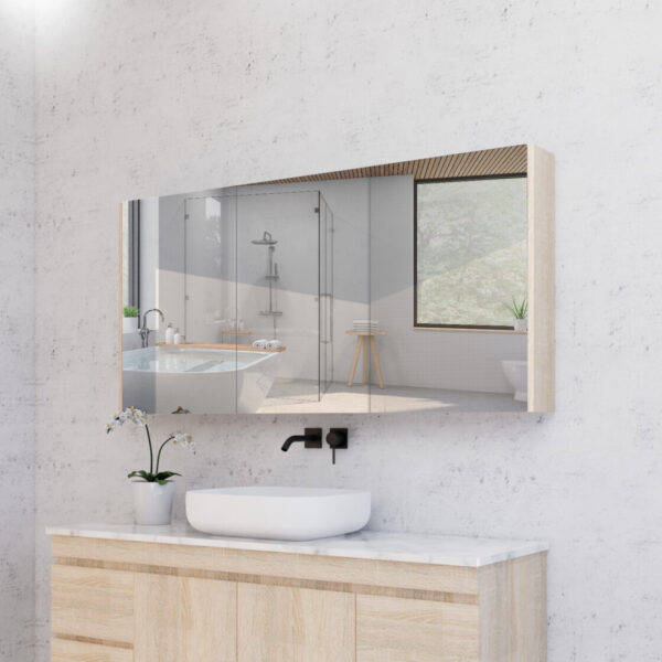 1500mm Light Oak Shaving Cabinet -W1500xH720xD150