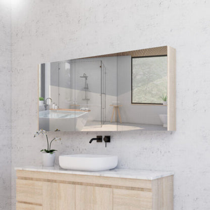 1500mm Light Oak Shaving Cabinet -W1500xH720xD150
