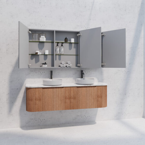 1500mm Soild Timber Fluted Shaving Cabinet -W1500xH720xD150