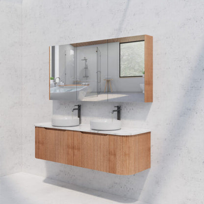1500mm Soild Timber Fluted Shaving Cabinet -W1500xH720xD150
