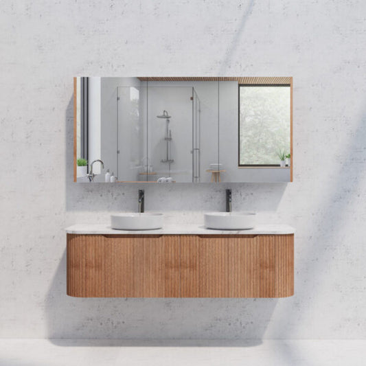 1500mm Soild Timber Fluted Shaving Cabinet -W1500xH720xD150