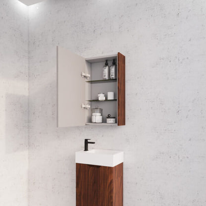 450mm Brown Oak Fluted Shaving Cabinet -W450xH720xD150