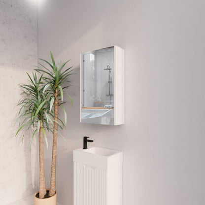 450mm Matt White Fluted Shaving Cabinet -W450xH720xD150