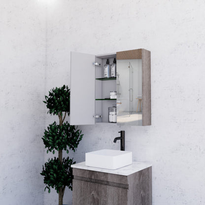 600mm Dark Oak Shaving Cabinet -W600xH720xD150