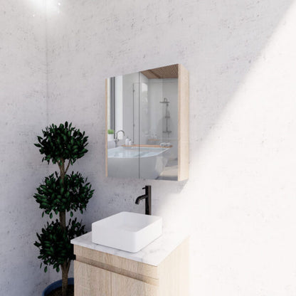 600mm Light Oak Shaving Cabinet -W600xH720xD150