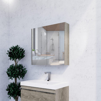 750mm Dark Oak Shaving Cabinet -W750xH720xD150