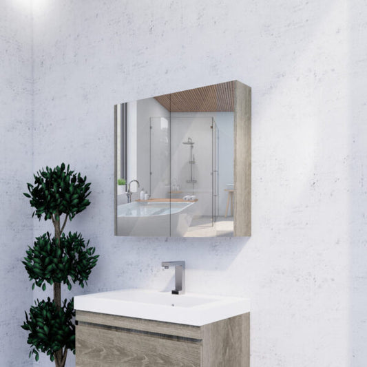 750mm Dark Oak Shaving Cabinet -W750xH720xD150