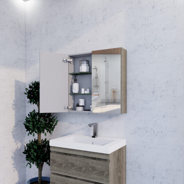 750mm Dark Oak Shaving Cabinet -W750xH720xD150