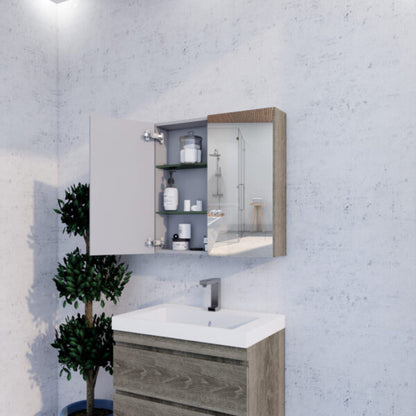 750mm Dark Oak Shaving Cabinet -W750xH720xD150