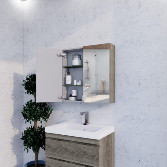 750mm Dark Oak Shaving Cabinet -W750xH720xD150