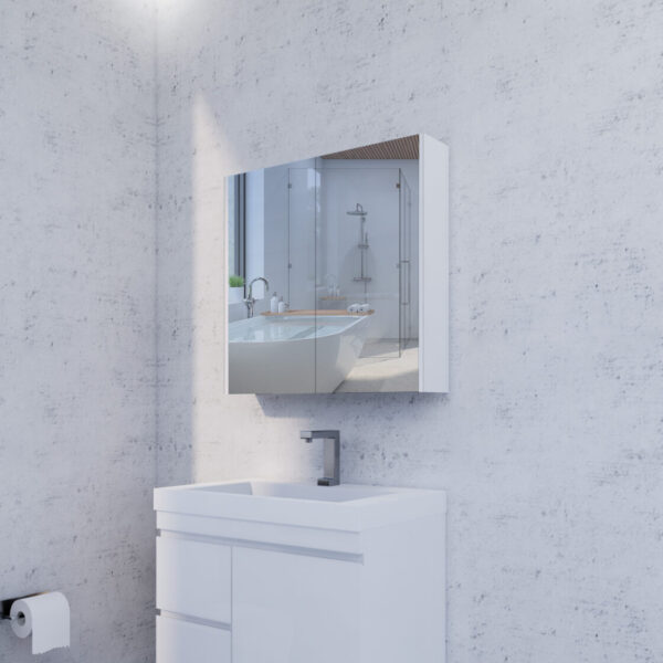 750mm Gloss White Shaving Cabinet -W750xH720xD150