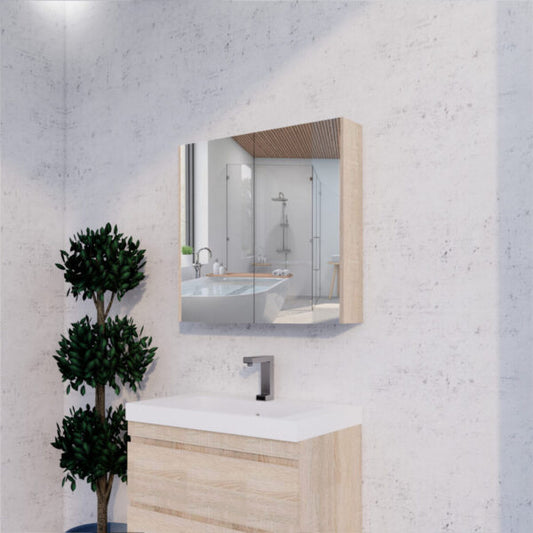 750mm Light Oak Shaving Cabinet -W750xH720xD150