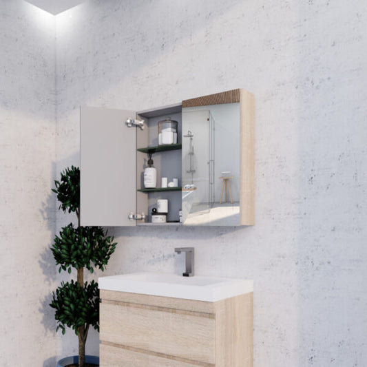 750mm Light Oak Shaving Cabinet -W750xH720xD150