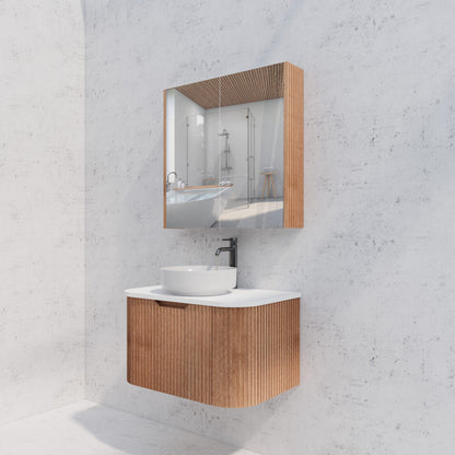 750mm Soild Timber Fluted Shaving Cabinet -W750xH720xD150