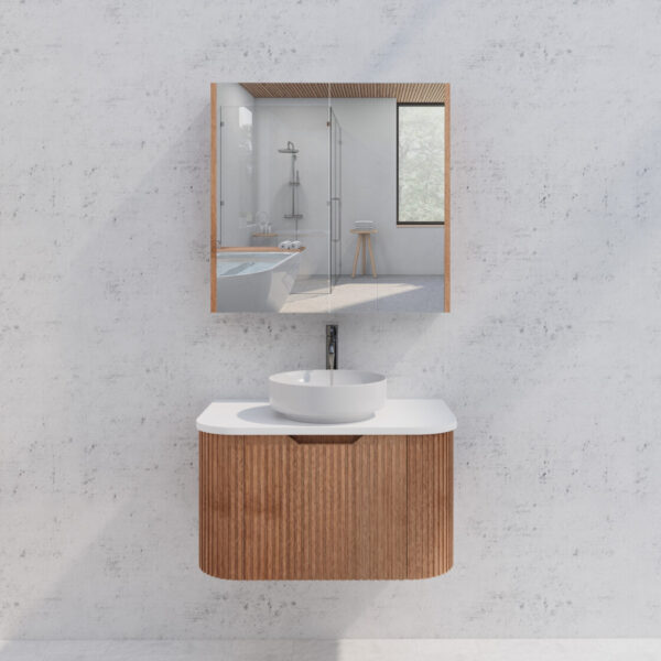750mm Soild Timber Fluted Shaving Cabinet -W750xH720xD150