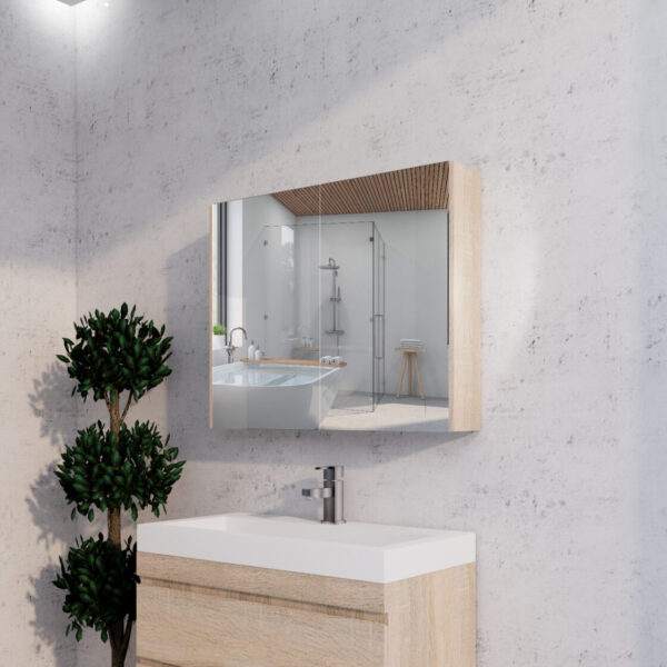900mm Light Oak Shaving Cabinet -W900xH720xD150
