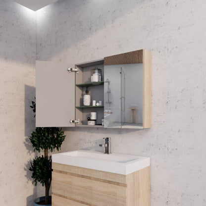 900mm Light Oak Shaving Cabinet -W900xH720xD150