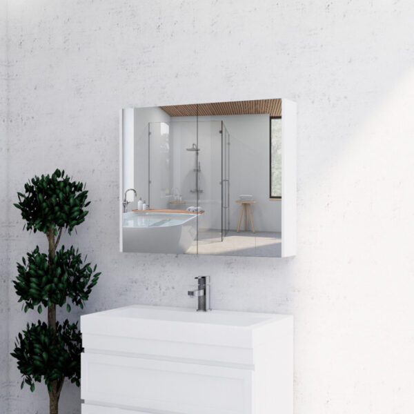 900mm Matt White Shaving Cabinet -W900xH720xD150