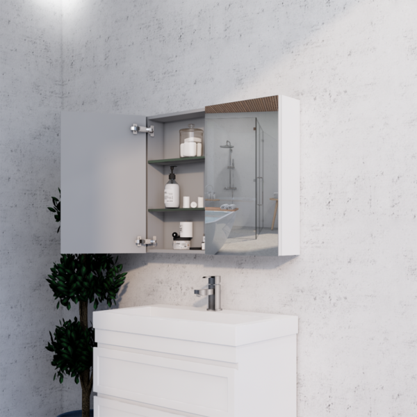 900mm Matt White Shaving Cabinet -W900xH720xD150