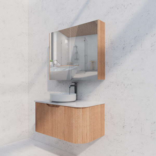 900mm Soild Timber Fluted Shaving Cabinet -W900xH720xD150