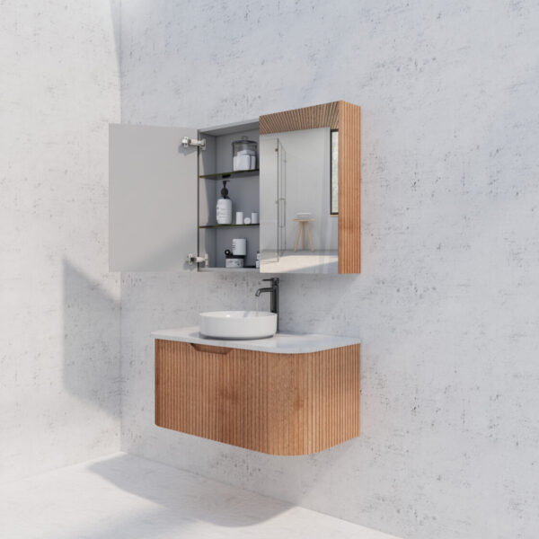 900mm Soild Timber Fluted Shaving Cabinet -W900xH720xD150