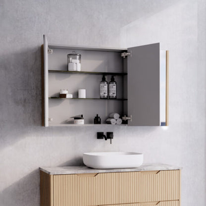 1200mm American Oak Fluted Shaving Cabinet -W1200xH720xD150