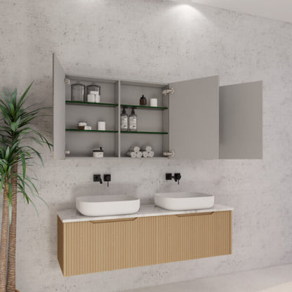 1500mm American Oak Fluted Shaving Cabinet -W1500xH720xD150