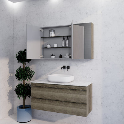 1200mm Dark Oak Shaving Cabinet -W1200xH720xD150