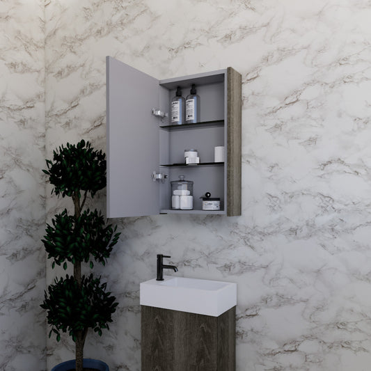 450mm Dark Oak Shaving Cabinet -W450xH720xD150