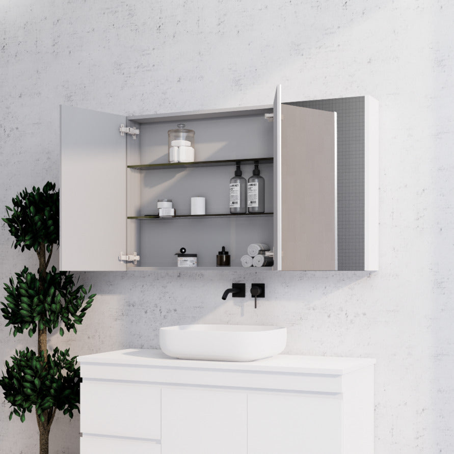 1200mm Gloss White Shaving Cabinet -W1200xH720xD150