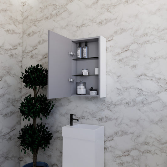 450mm Gloss White Shaving Cabinet -W450xH720xD150