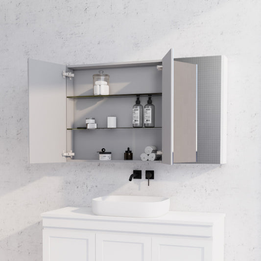1200mm Matt White Shaving Cabinet -W1200xH720xD150