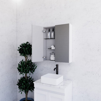 600mm Matt White Shaving Cabinet -W600xH720xD150