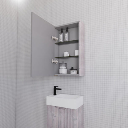 450mm White Oak Fluted Shaving Cabinet -W450xH720xD150