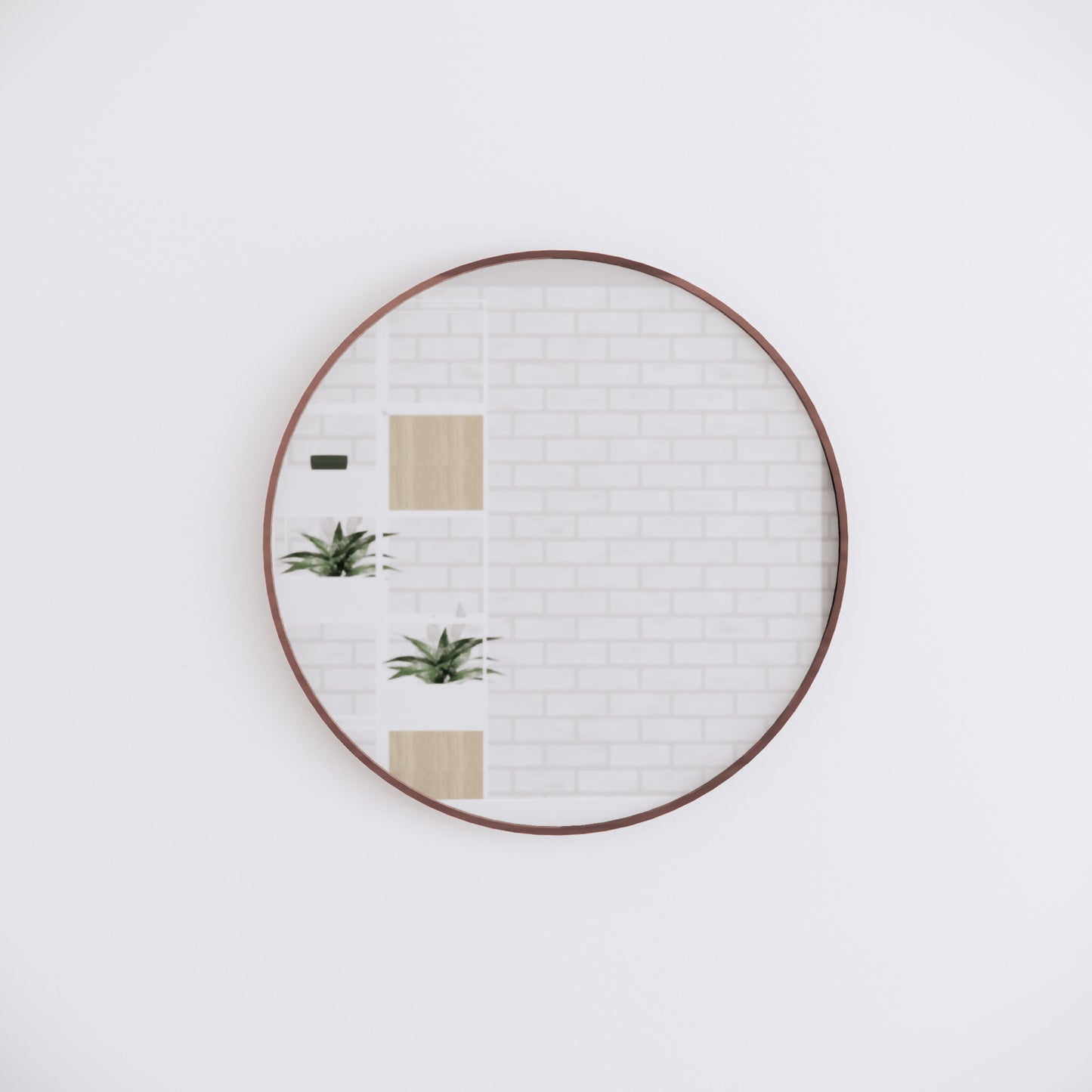 Round Framed Mirrors 40mm Depth Frame Brushed Copper 600x600mm