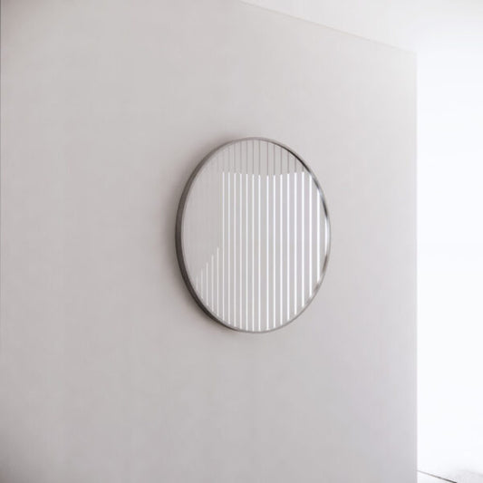 Round Framed Mirrors 40mm Depth Frame Brushed Nickel 600x600mm
