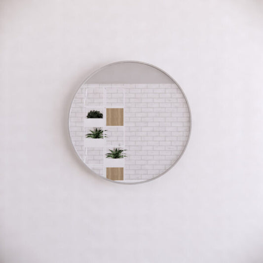 Round Framed Mirrors 40mm Depth Frame Brushed Nickel 600x600mm