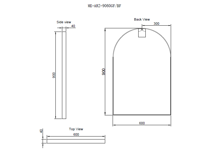 Arch Framed Mirrors 40mm Depth Frame Brushed Copper 600x900mm
