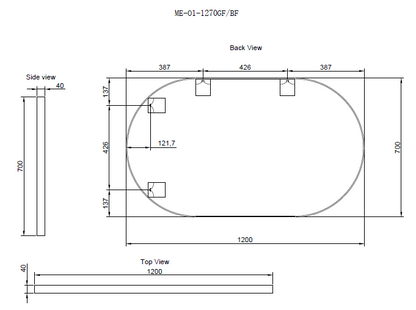Oval Framed Mirrors 40mm Depth Frame Brushed Copper 1200x700mm