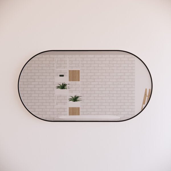 1500mm Framed Non-LED - Black - 1500 x 800 x 45