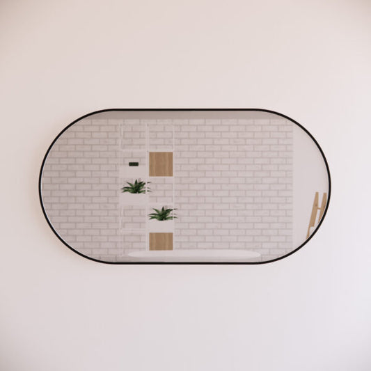 1200mm Framed Non-LED - Black - 1200 x 700 x 45