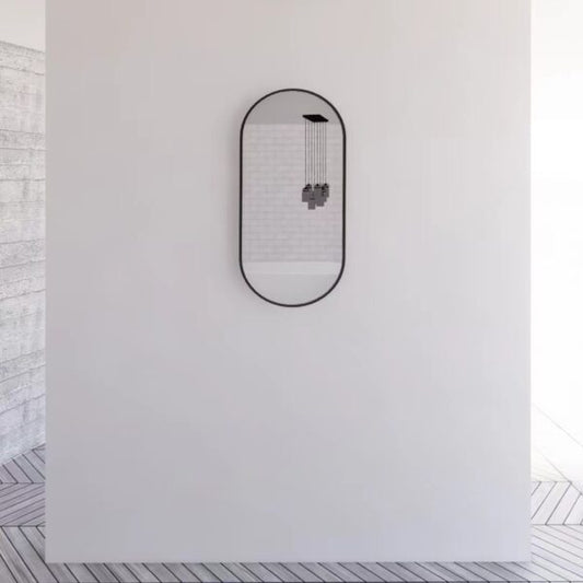 900mm Black Framed Plain Mirror - Black